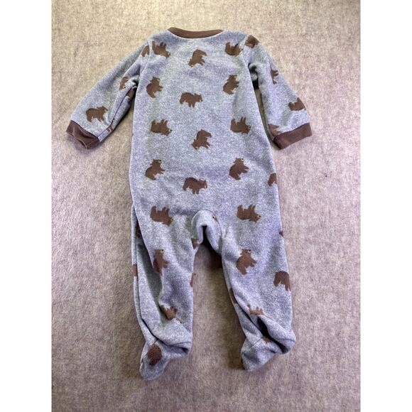 Carter's Fleece Fully Zip Footie Sleeper Gray with Bear Print Size 3-6 Months - Picture 2 of 4